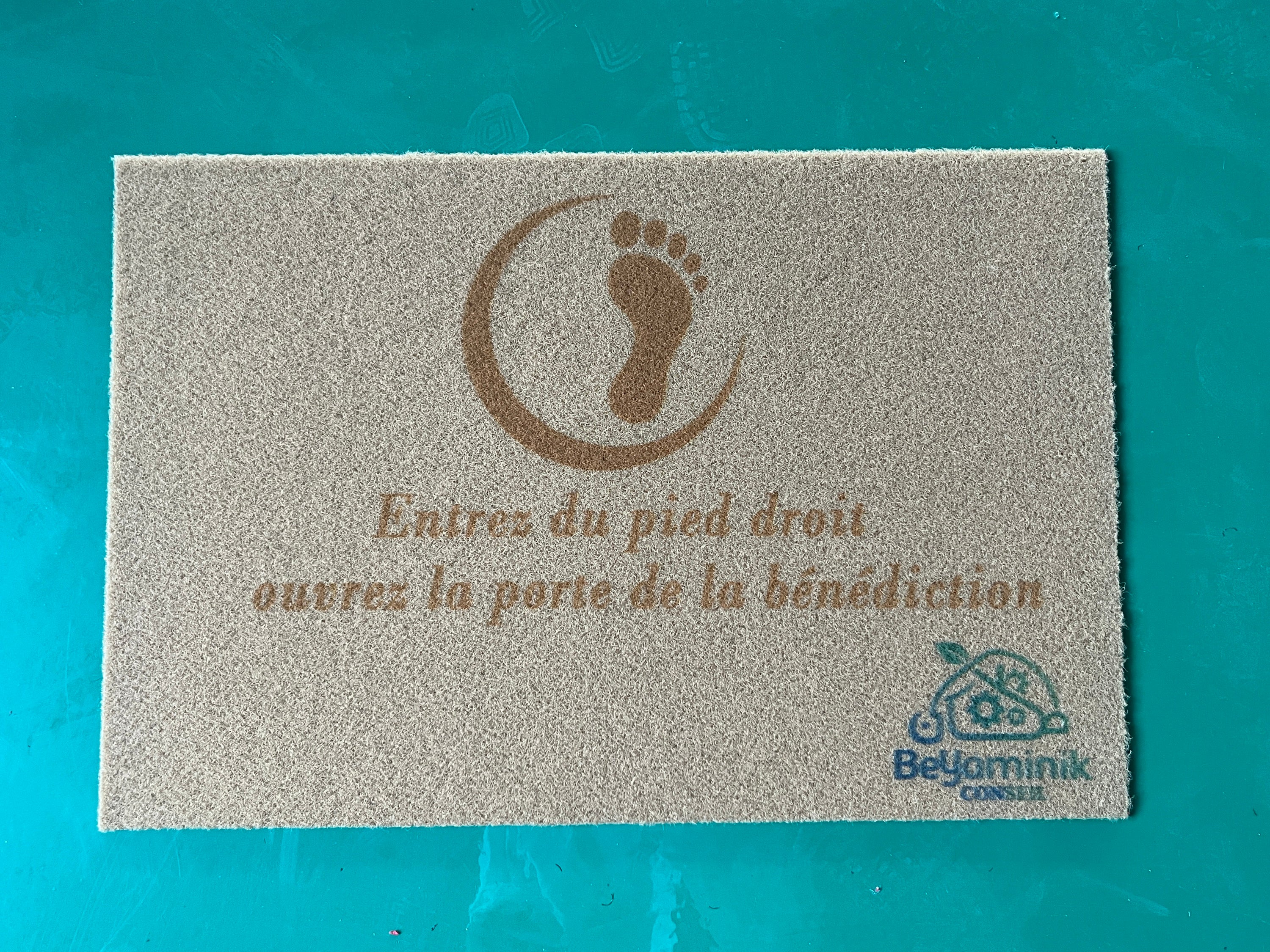 Paillasson Sunna – Entrez du pied droit, ouvrez les portes de la bénédiction – Antidérapant, ultra‑résistant, intérieur/extérieur,