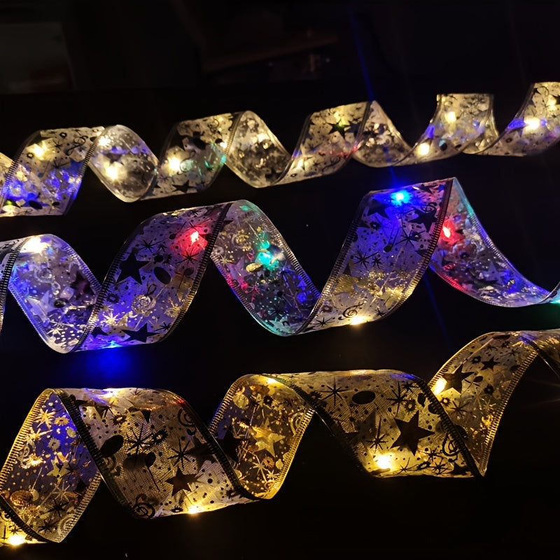 🎄 Guirlande Lumineuse Ruban pour Sapin de Noël – 20 LEDs, Fonctionne sur Piles, pour Décoration Intérieure et Extérieure