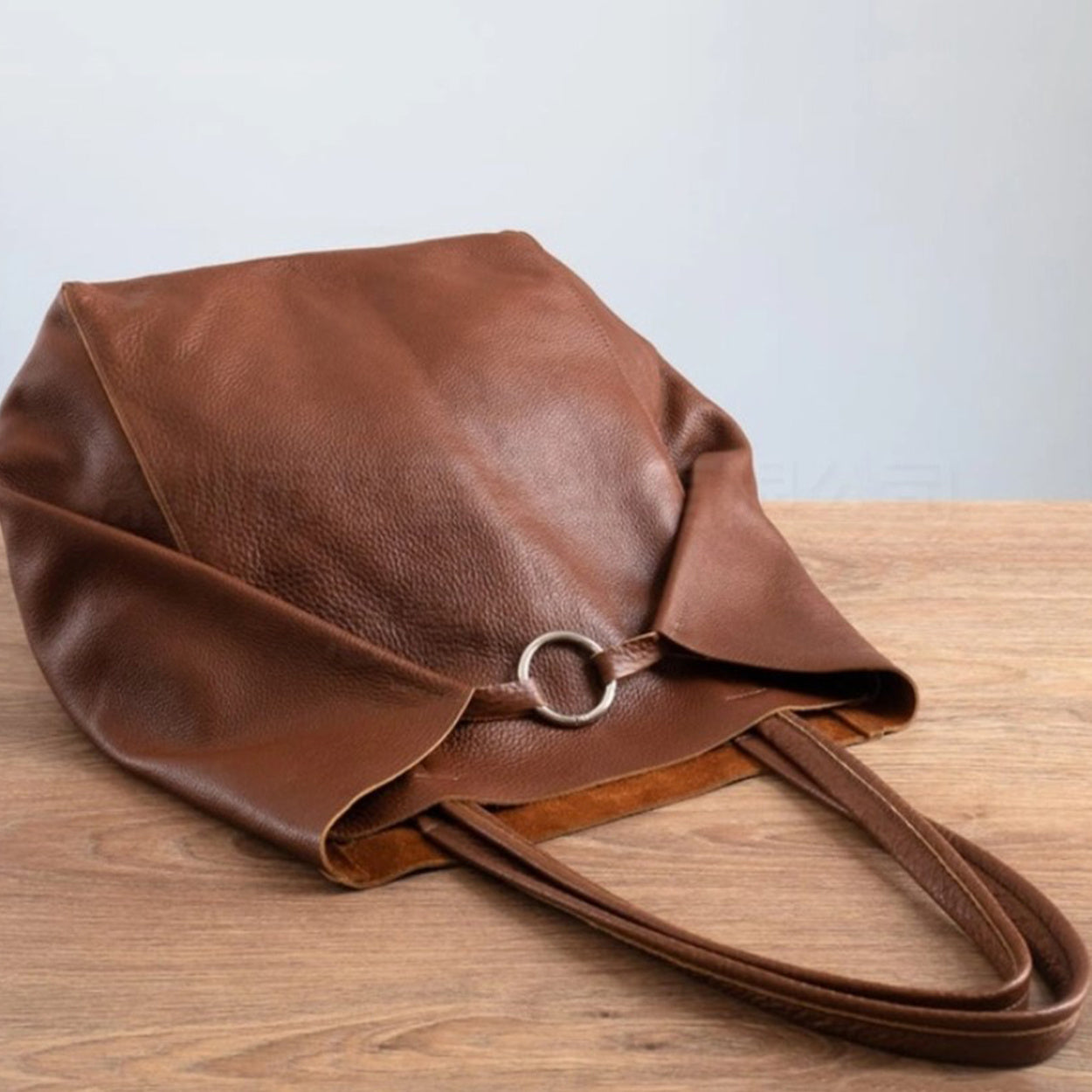 👜 Sac à Bandoulière Rétro – Couleur Unie, Grand Cabas avec Pochette Intérieure