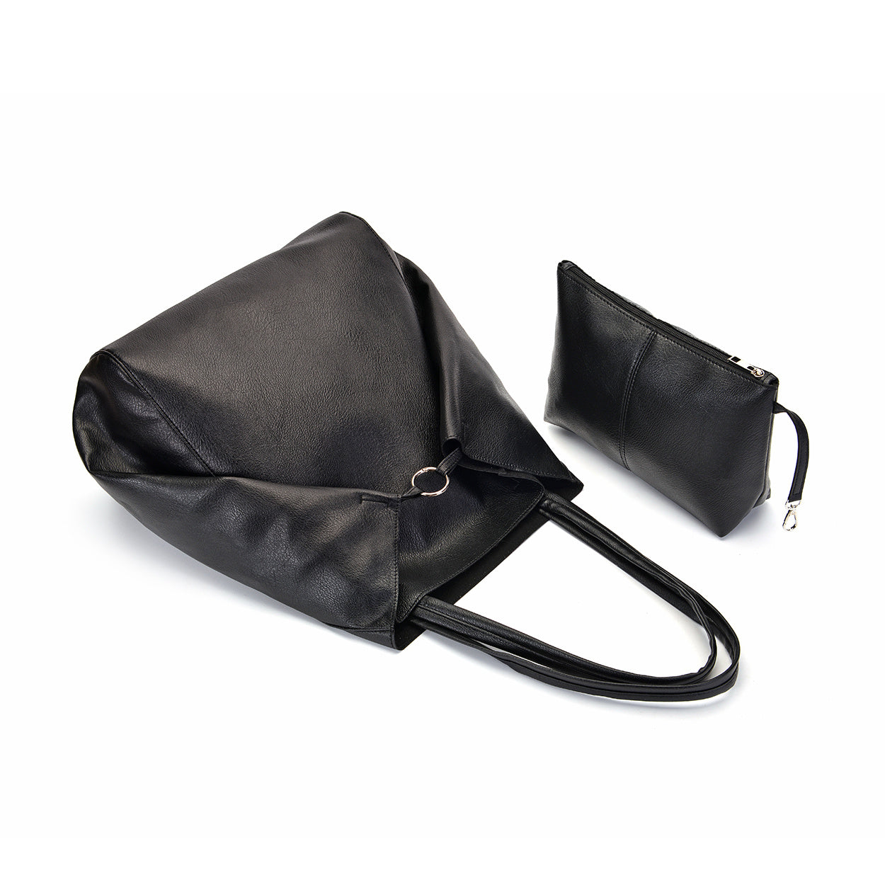 👜 Sac à Bandoulière Rétro – Couleur Unie, Grand Cabas avec Pochette Intérieure