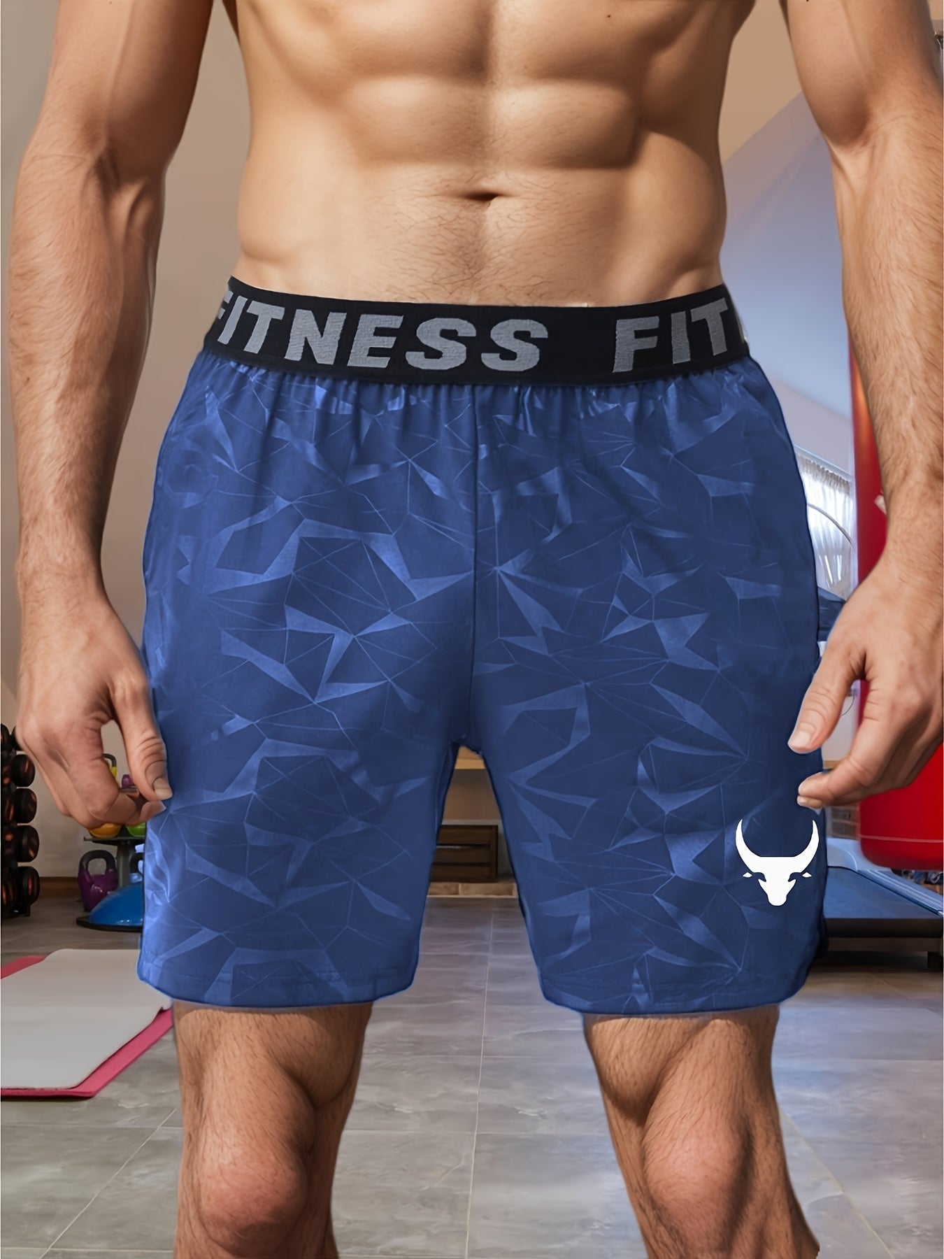 Shorts de Sport Homme "S's FINE" – Gris, Polyester Séchant Rapidement avec Motif MMA Sport