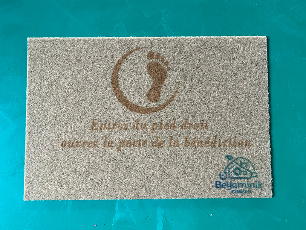 Paillasson Sunna – Entrez du pied droit, ouvrez les portes de la bénédiction – Antidérapant, ultra‑résistant, intérieur/extérieur,