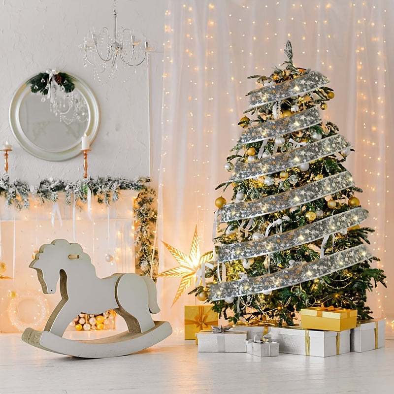 🎄 Guirlande Lumineuse Ruban pour Sapin de Noël – 20 LEDs, Fonctionne sur Piles, pour Décoration Intérieure et Extérieure