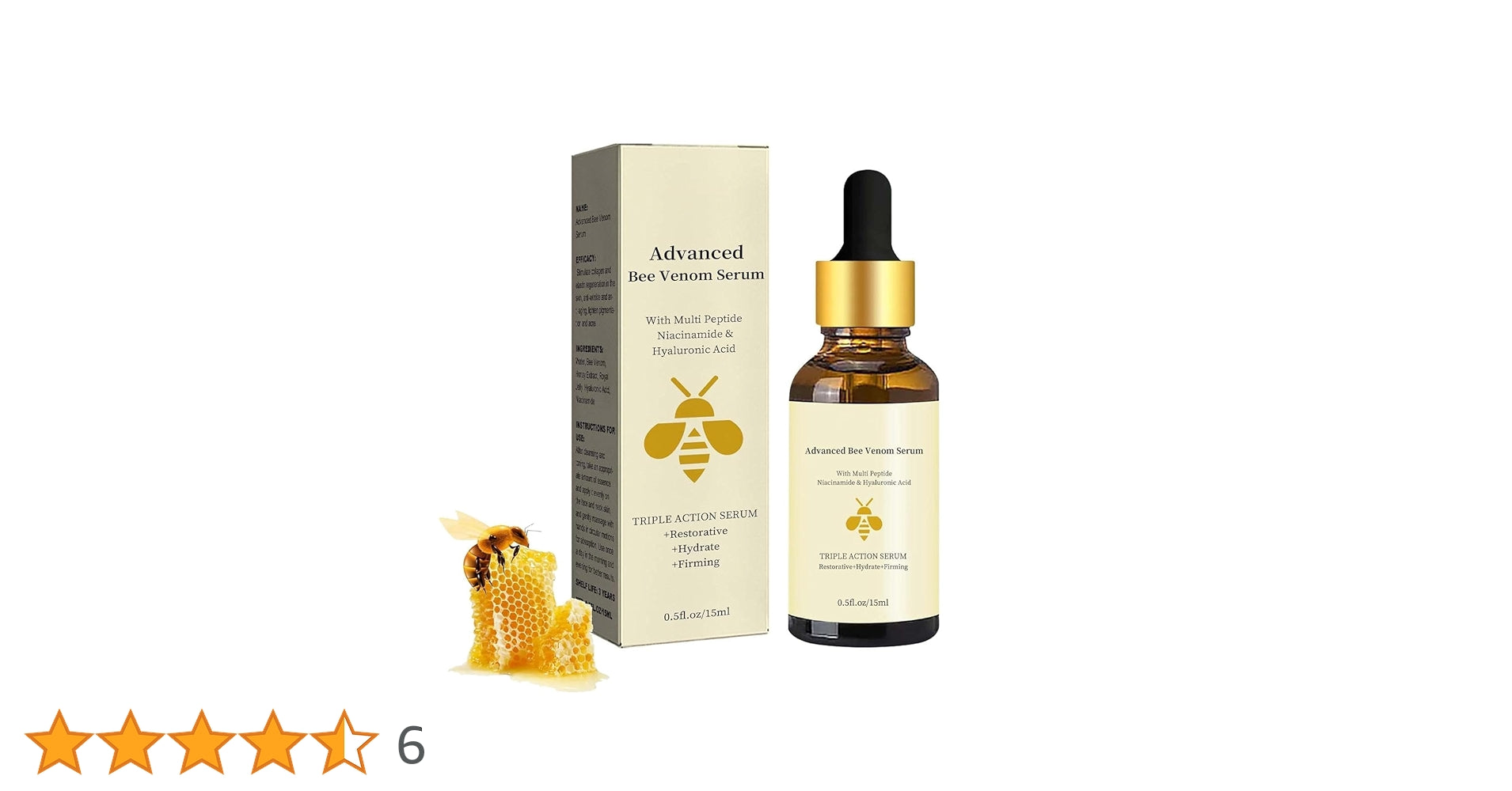 Sérum Avancé au Venin d’Abeille﻿ — Raffermit, Illumine et Hydrate la Peau – Réduit les Rides Fines – Répare le Teint Terne – Soin Visage Éclat et Fermeté