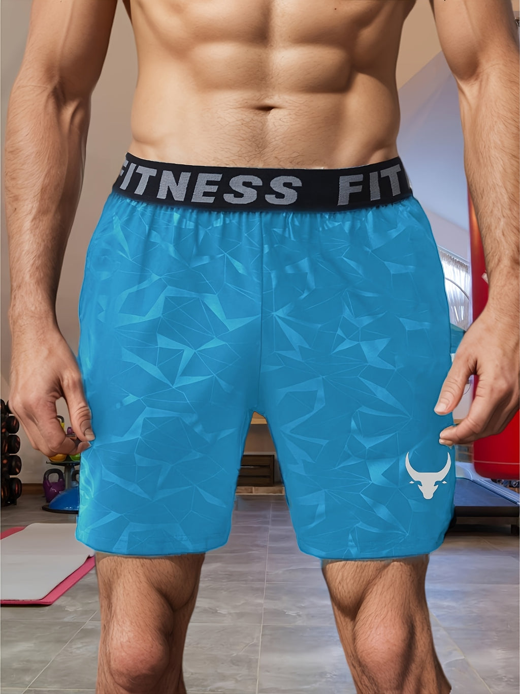 Shorts de Sport Homme "S's FINE" – Gris, Polyester Séchant Rapidement avec Motif MMA Sport