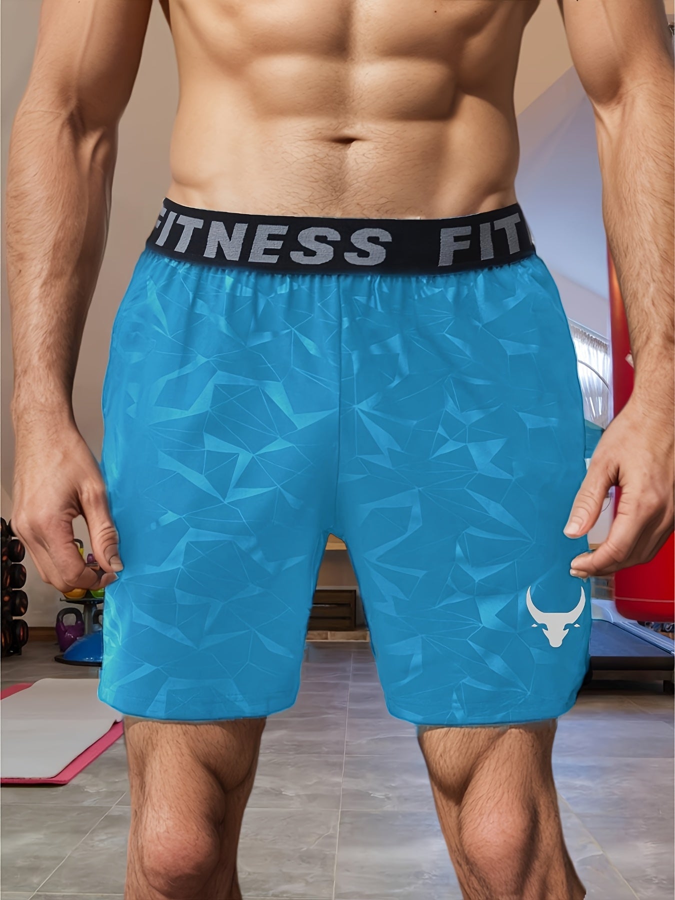 Shorts de Sport Homme "S's FINE" – Gris, Polyester Séchant Rapidement avec Motif MMA Sport