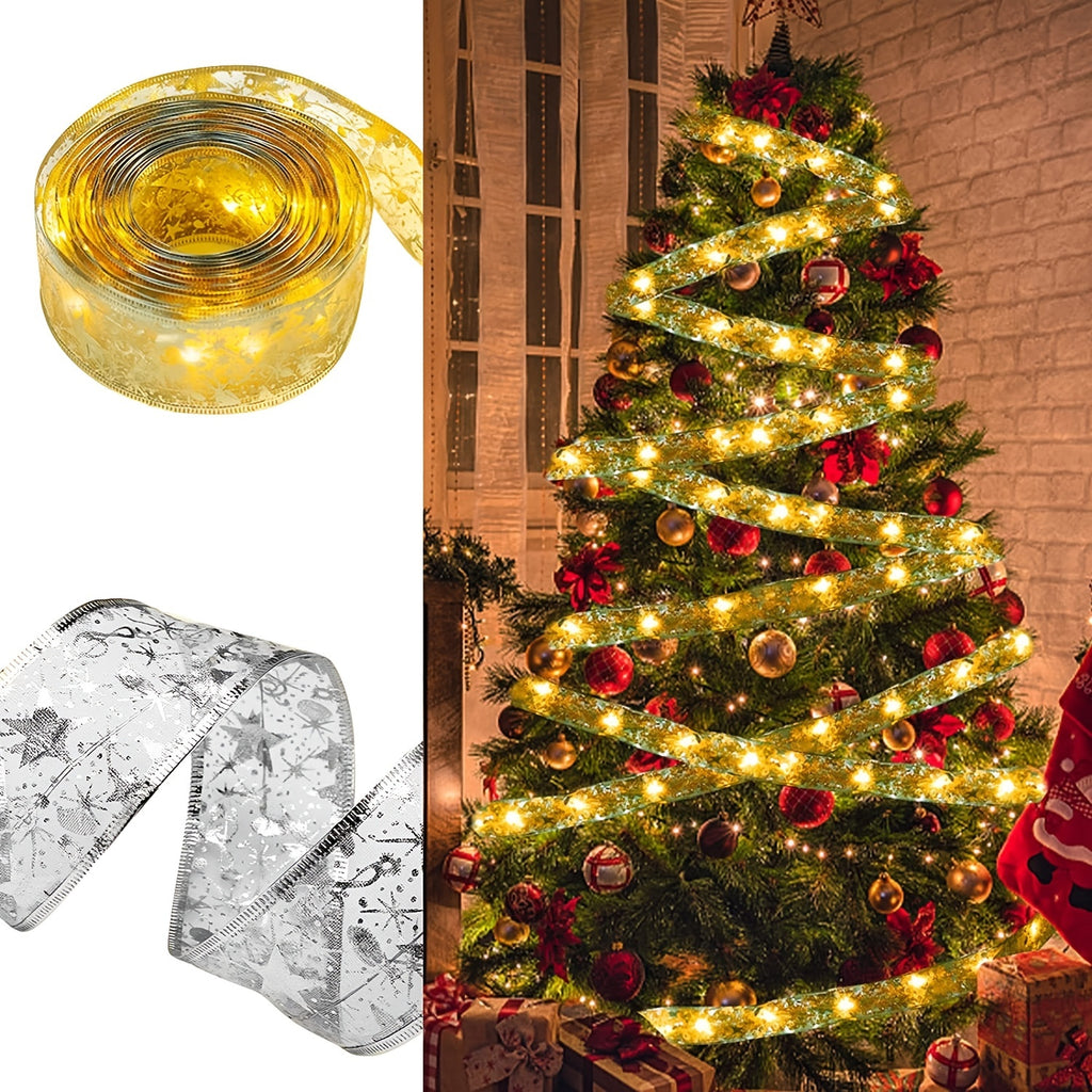 🎄 Guirlande Lumineuse Ruban pour Sapin de Noël – 20 LEDs, Fonctionne sur Piles, pour Décoration Intérieure et Extérieure