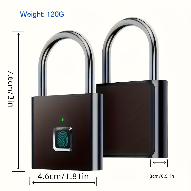 Cadenas Intelligent Compact à Empreinte Digitale – Étanche, Sans Clé, Rechargeable USB, Aluminium Léger