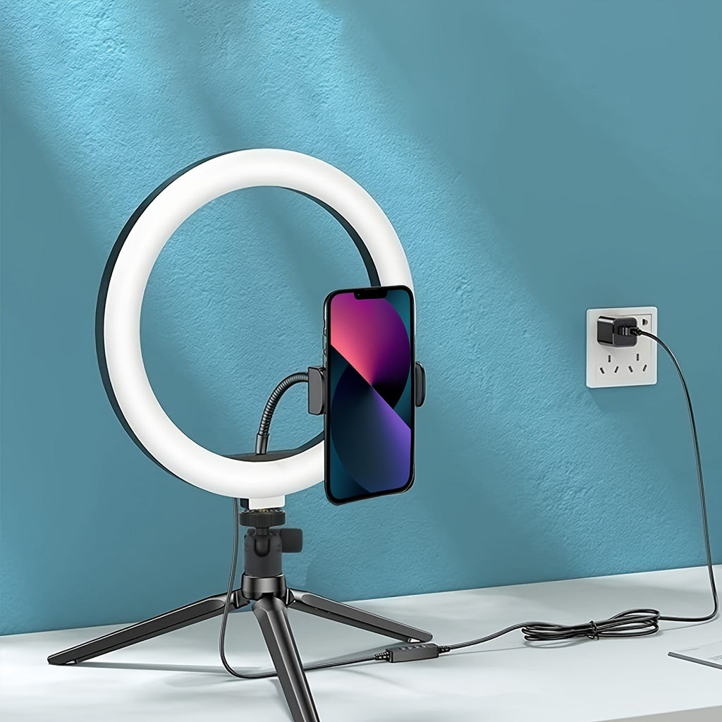 Ring Light Professionnelle 10 Pouces avec Rotation à 360° & Commande Multifonction – Parfaite pour Photos, Vidéo, Maquillage et Streaming