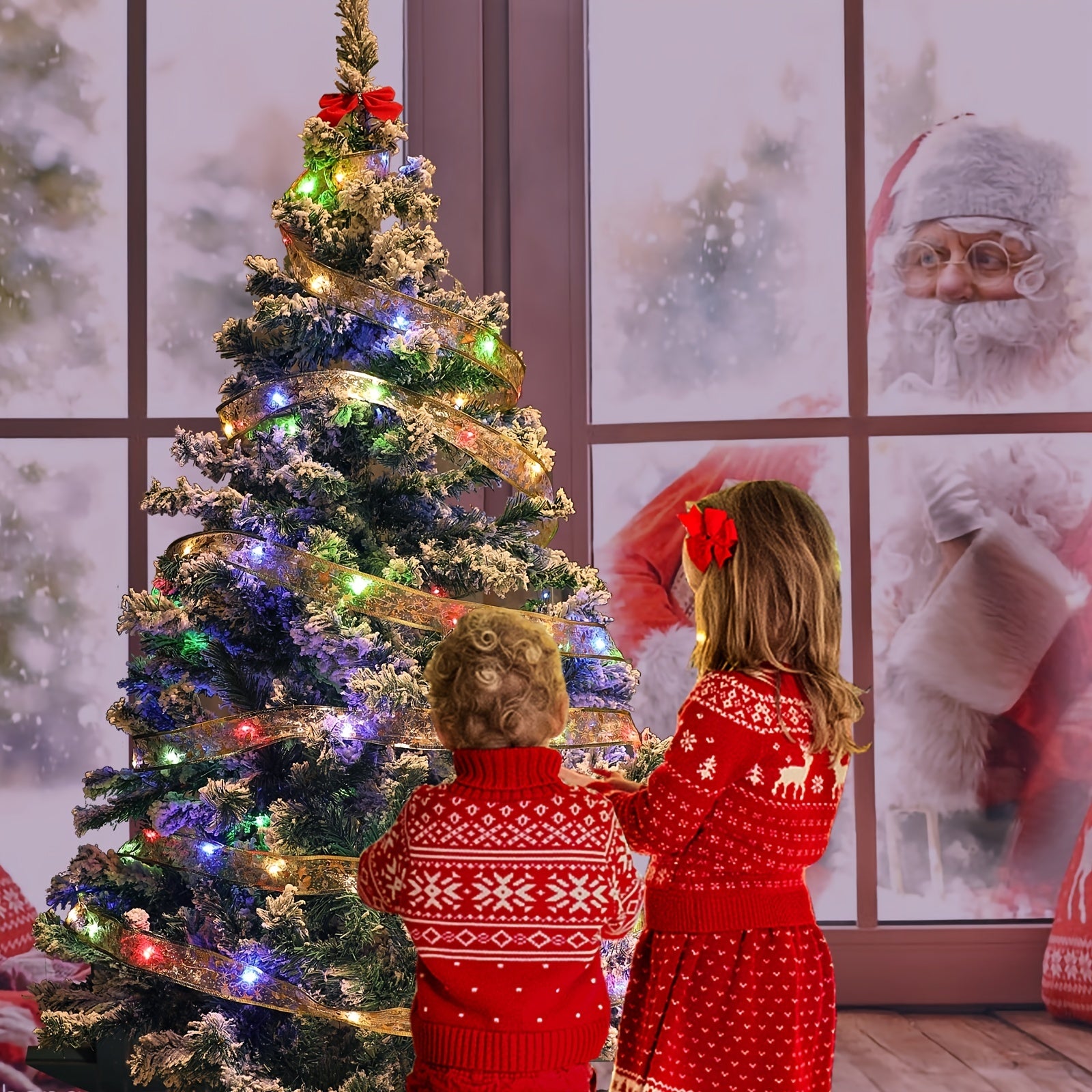 🎄 Guirlande Lumineuse Ruban pour Sapin de Noël – 20 LEDs, Fonctionne sur Piles, pour Décoration Intérieure et Extérieure