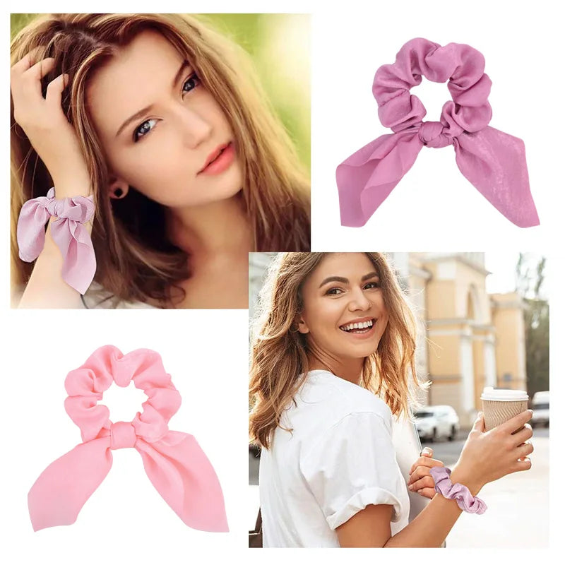 Chouchou pour cheveux couleur bonbon pour femme, nœud, accessoire pour queue de cheval