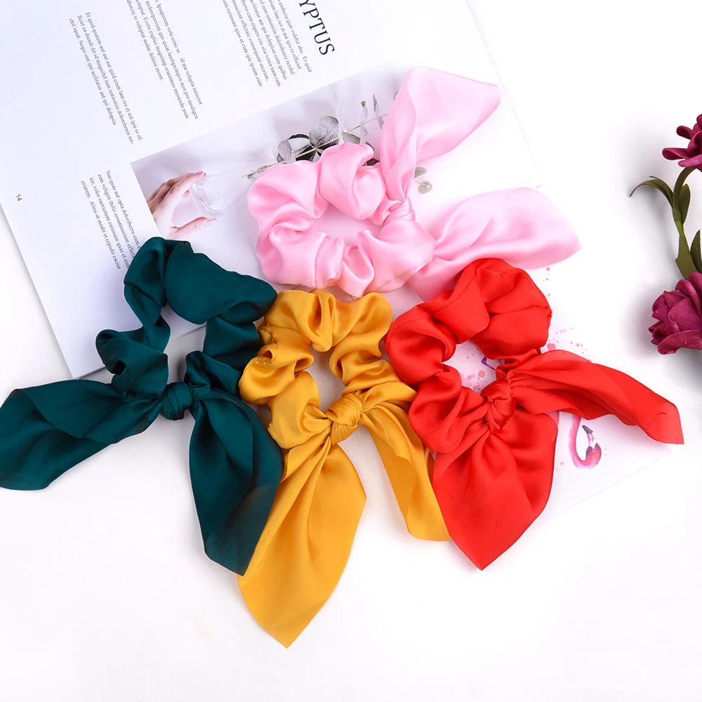 Chouchou pour cheveux couleur bonbon pour femme, nœud, accessoire pour queue de cheval