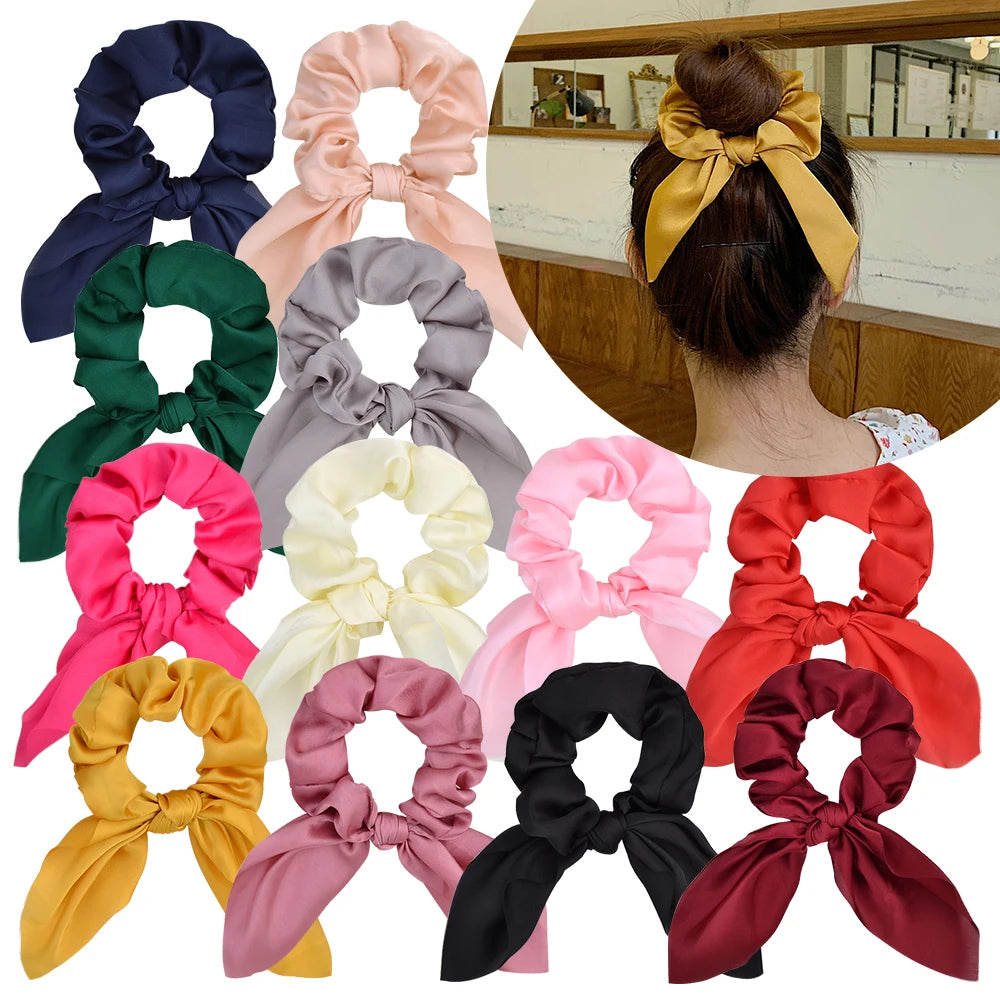 Chouchou pour cheveux couleur bonbon pour femme, nœud, accessoire pour queue de cheval