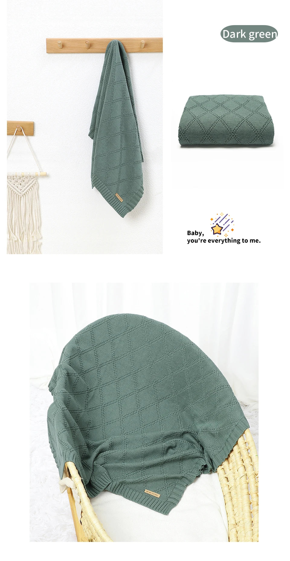 Couverture Bébé en Coton Super Douce – 90 x 70 cm