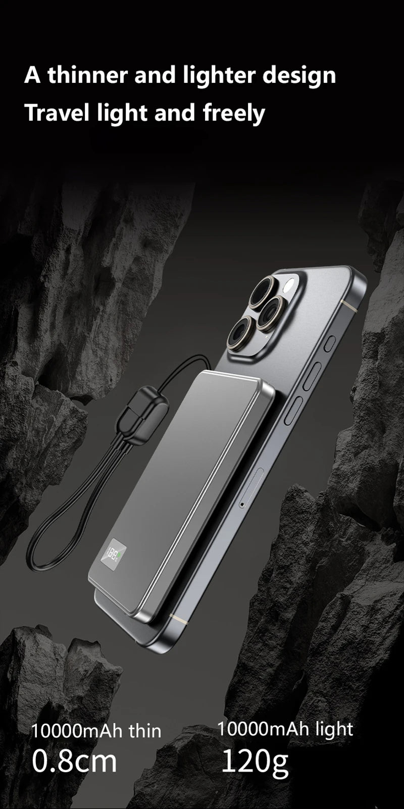 Xiaomi Batterie externe fine 50 000 mAh, certifiée CCC, ultra-mince, pour batterie portable magnétique sans fil PD20 W, charge rapide, affichage