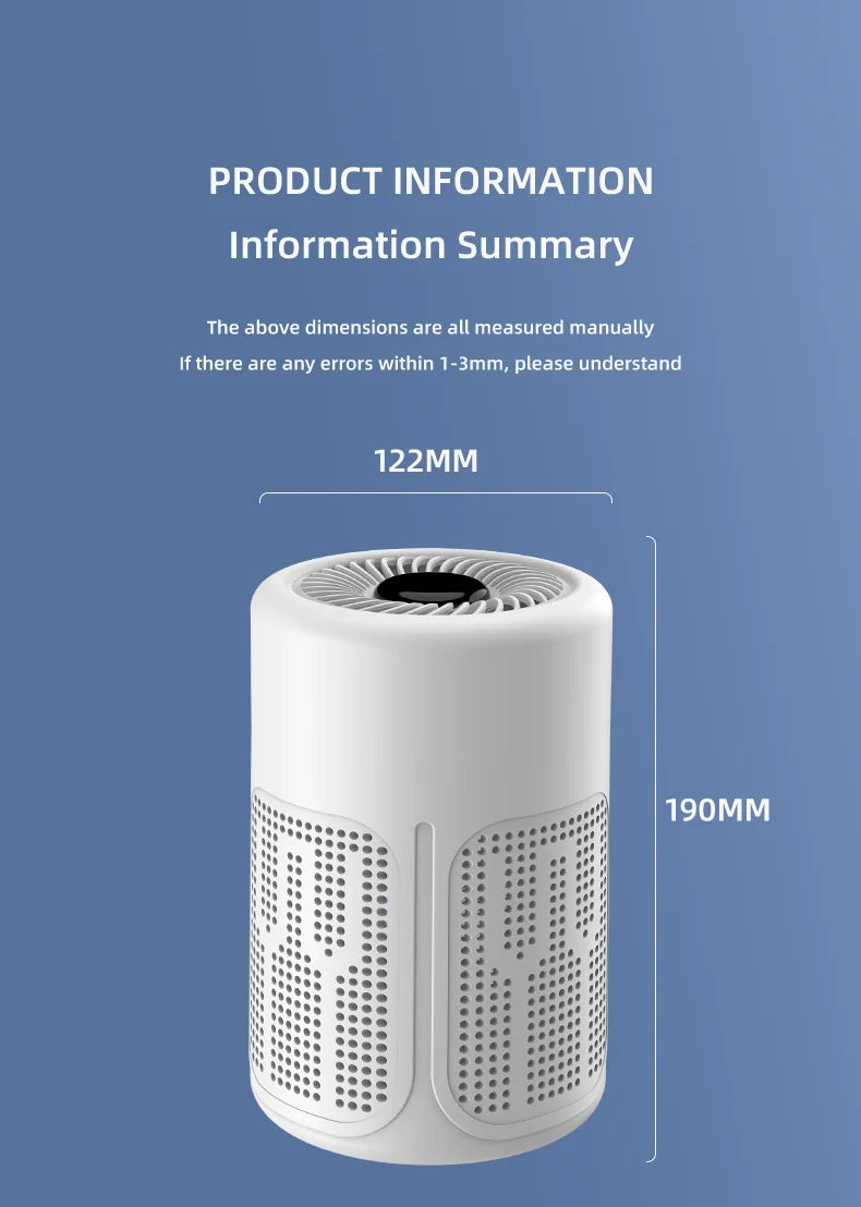 Mini purificateur d'air de bureau Xiaomi, filtre HEPA avec technologie à ions négatifs, élimine les odeurs de formaldéhyde, la fumée et les particules de poussière