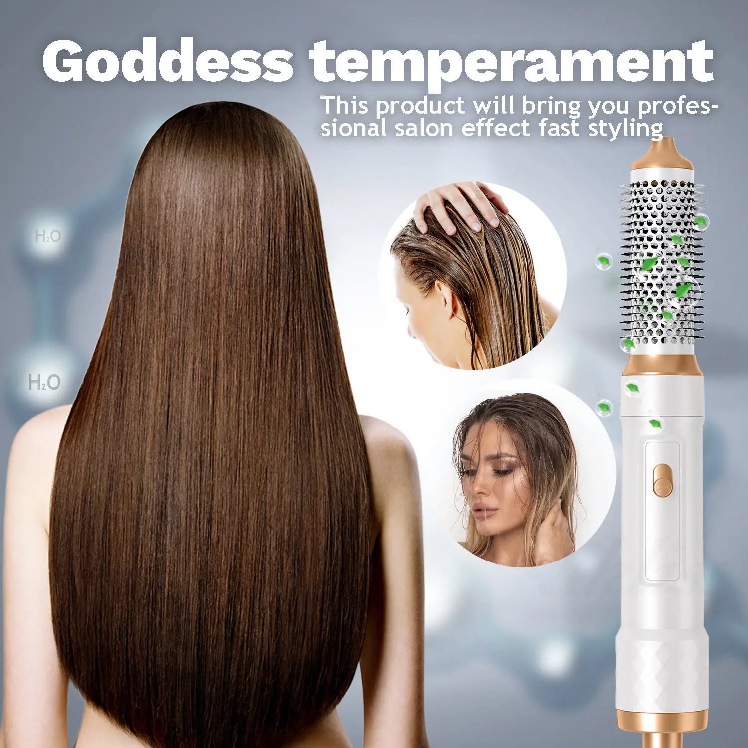 Sèche-cheveux professionnel 5 en 1 noir 1000 W, brosse chauffante pour cheveux, brosse lissante, brosse soufflante pour cheveux, coiffeur pour femme