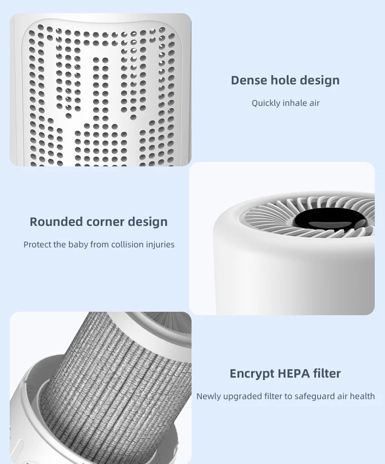 Mini purificateur d'air de bureau Xiaomi, filtre HEPA avec technologie à ions négatifs, élimine les odeurs de formaldéhyde, la fumée et les particules de poussière