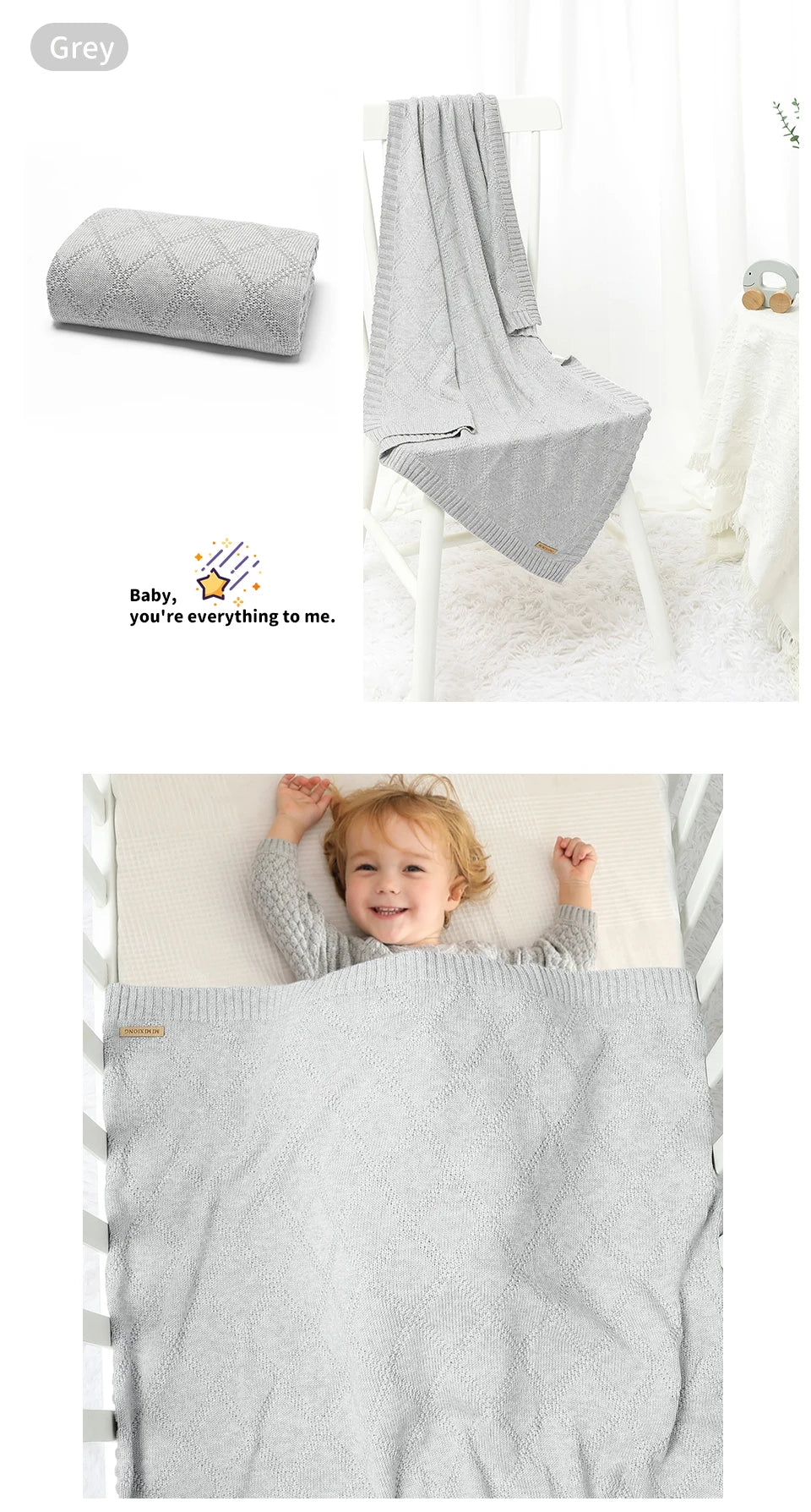 Couverture Bébé en Coton Super Douce – 90 x 70 cm