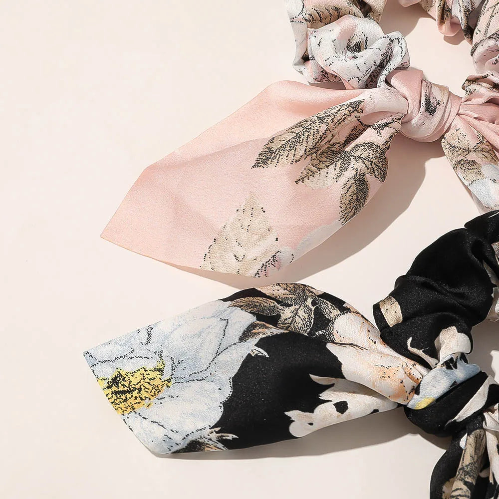 Leopard Bowknot Elastic Hair Band Women Solid Color Scrunchie Girls Hair Tie Ponytail Holder Headband Hair Rope Hair Accessories