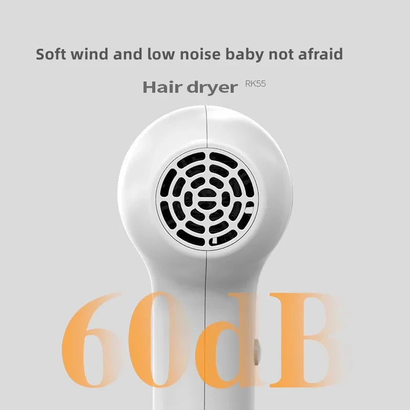 Sèche-cheveux sans fil pour enfants, petit diffuseur universel 60 W, silencieux, température constante, pour cheveux et fesses