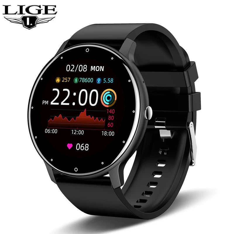 ⌚ Montre Connectée LIGE pour Femmes et Hommes – Écran Tactile Complet, Bluetooth 5.2, Appels, Étanche IP67, Tracker Fitness et Sport, Modèle ZL02 IOS samsung