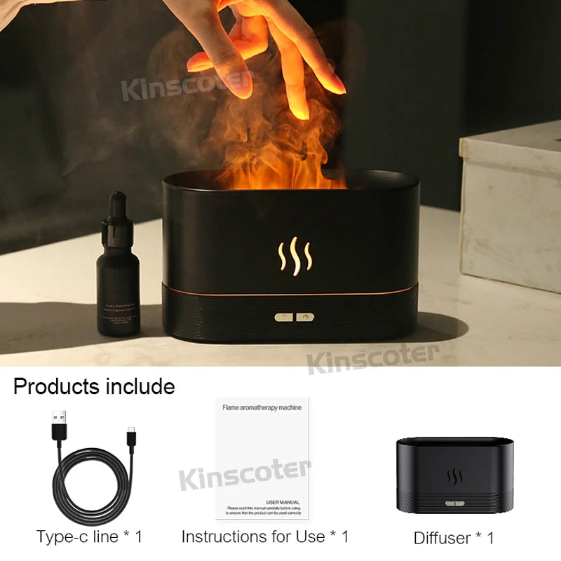 Diffuseur d'arômes KINSCOTER avec humidificateur d'air ultrasonique et effet de flamme LED