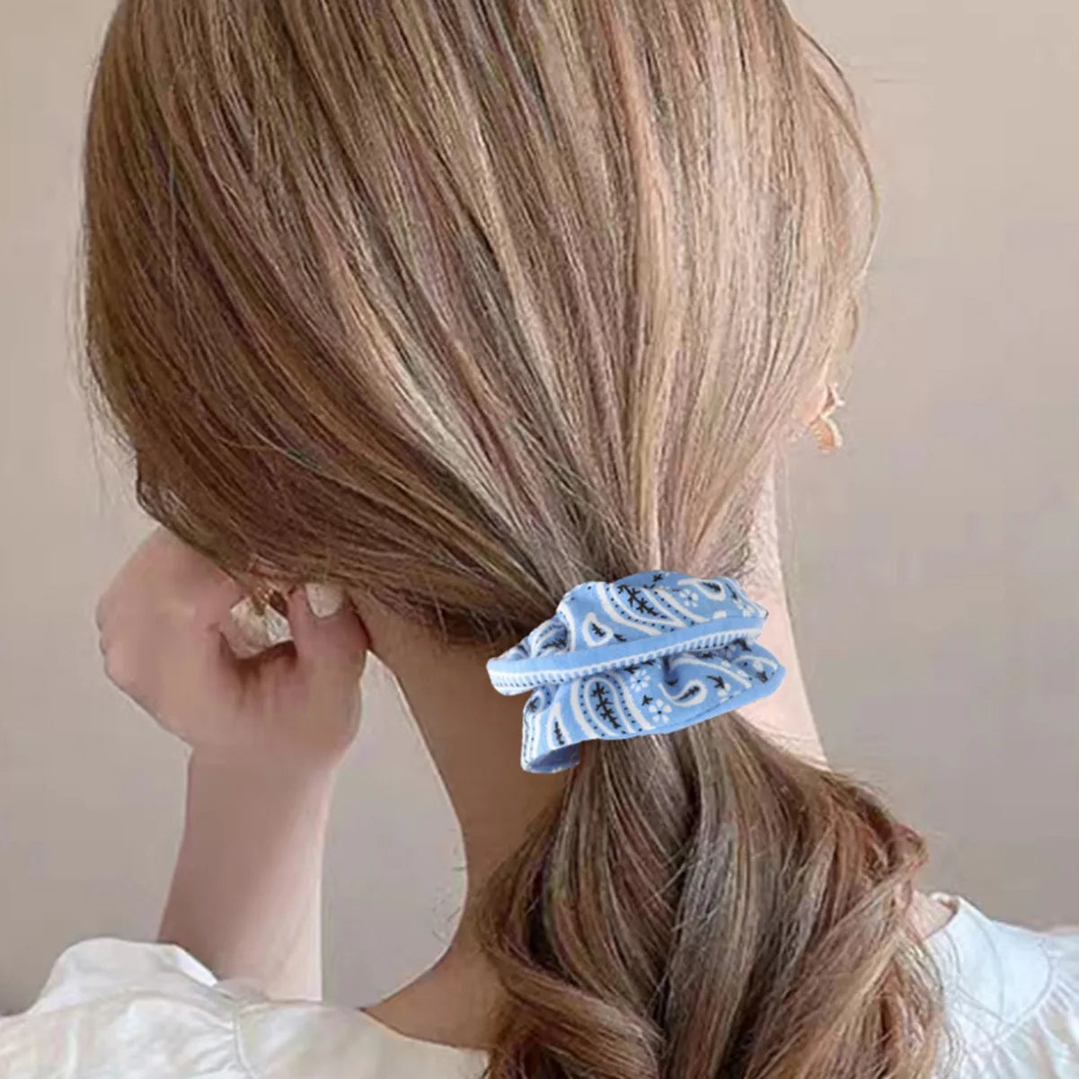 Chouchous style bohème pour femme, élastiques à cheveux imprimés, bande tricotée recouverte de tissu, accessoire pour attacher les cheveux..