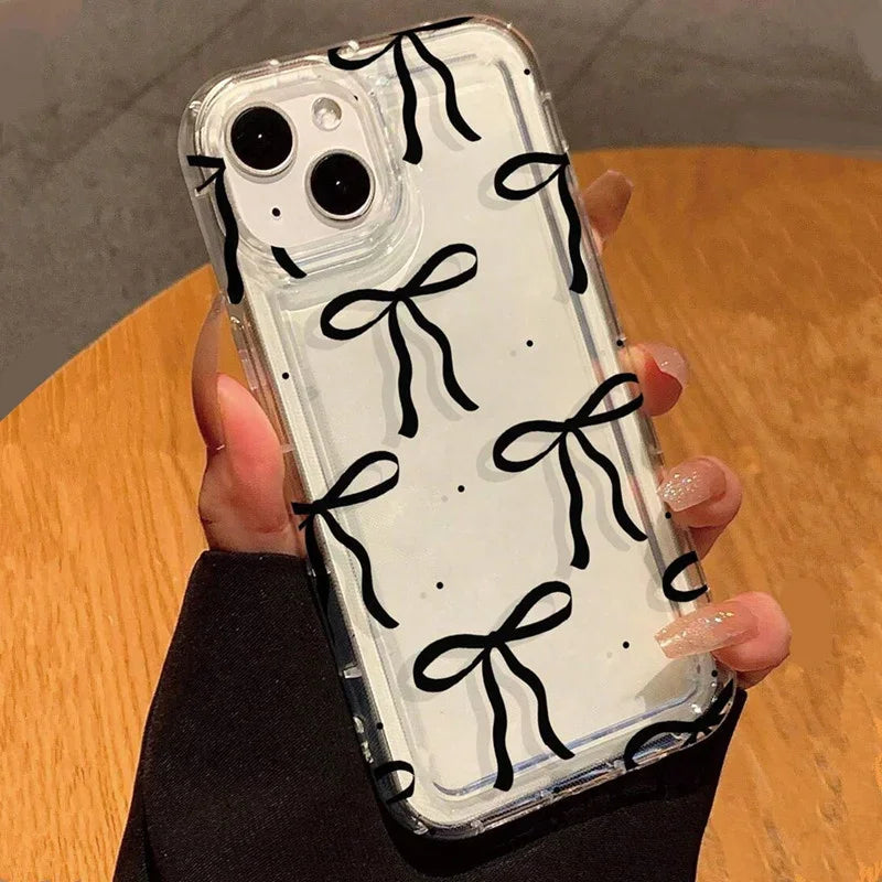 Étui de téléphone avec nœud en forme de cœur rose