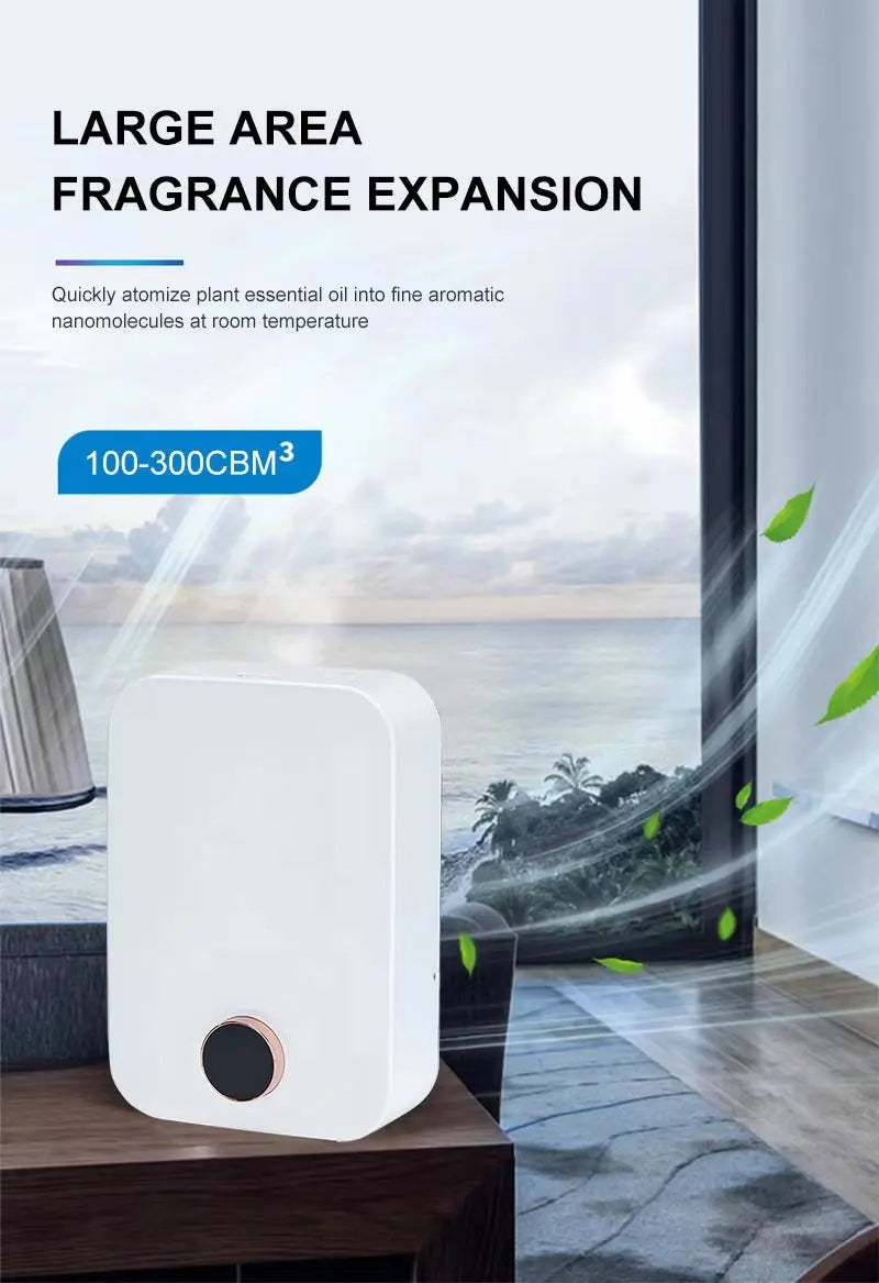 Diffuseur d’huiles essentielles sans eau avec système de nébulisation professionnel, écran LED et animations lumineuses, diffuseur de parfum intelligent pour la maison.