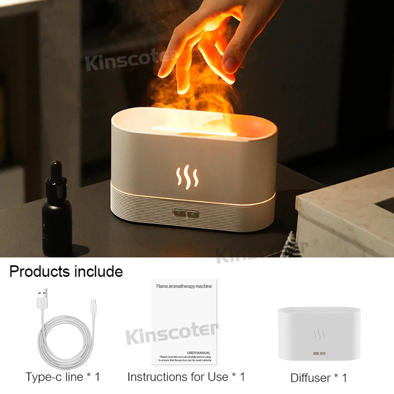 Diffuseur d'arômes KINSCOTER avec humidificateur d'air ultrasonique et effet de flamme LED