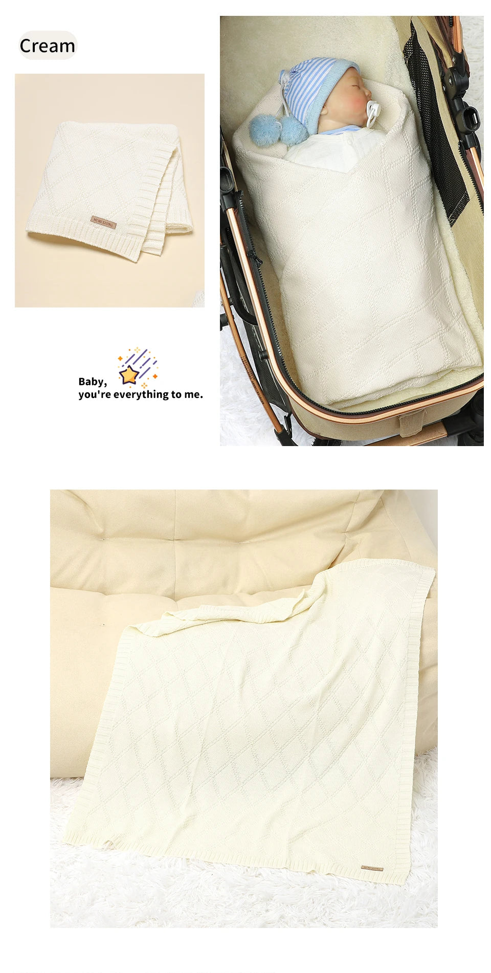 Couverture Bébé en Coton Super Douce – 90 x 70 cm