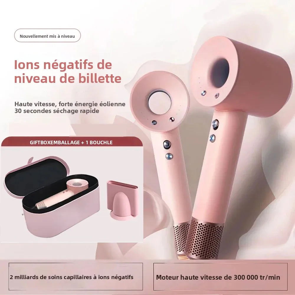 Sèche-cheveux professionnel sans feuilles, puissant et rapide, pour voyage et maison, ionique négatif, avec coffret cadeau