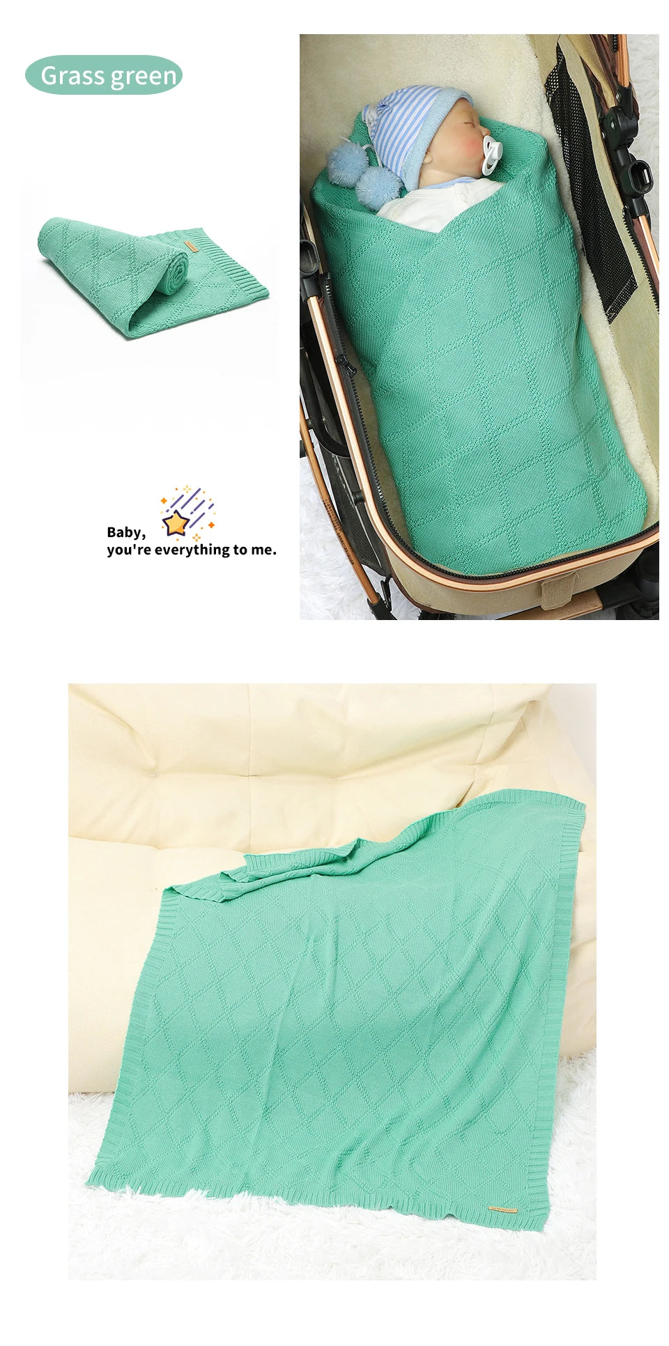 Couverture Bébé en Coton Super Douce – 90 x 70 cm