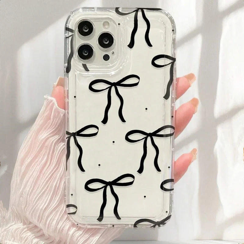 Étui de téléphone avec nœud en forme de cœur rose