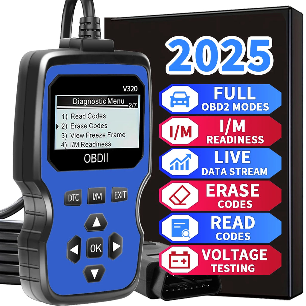 Outil de diagnostic OBD2 – Lecteur de codes moteur pour tous les véhicules à partir de 1996 avec affichage des données en temps réel, test de batterie et effacement des codes