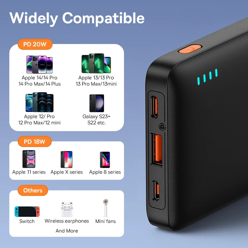 Baseus Airpow 20W Power Bank 10000mAh 20000mAh Charge rapide Powerbank pour iPhone 16/15/14/13/12 Xiaomi batterie externe