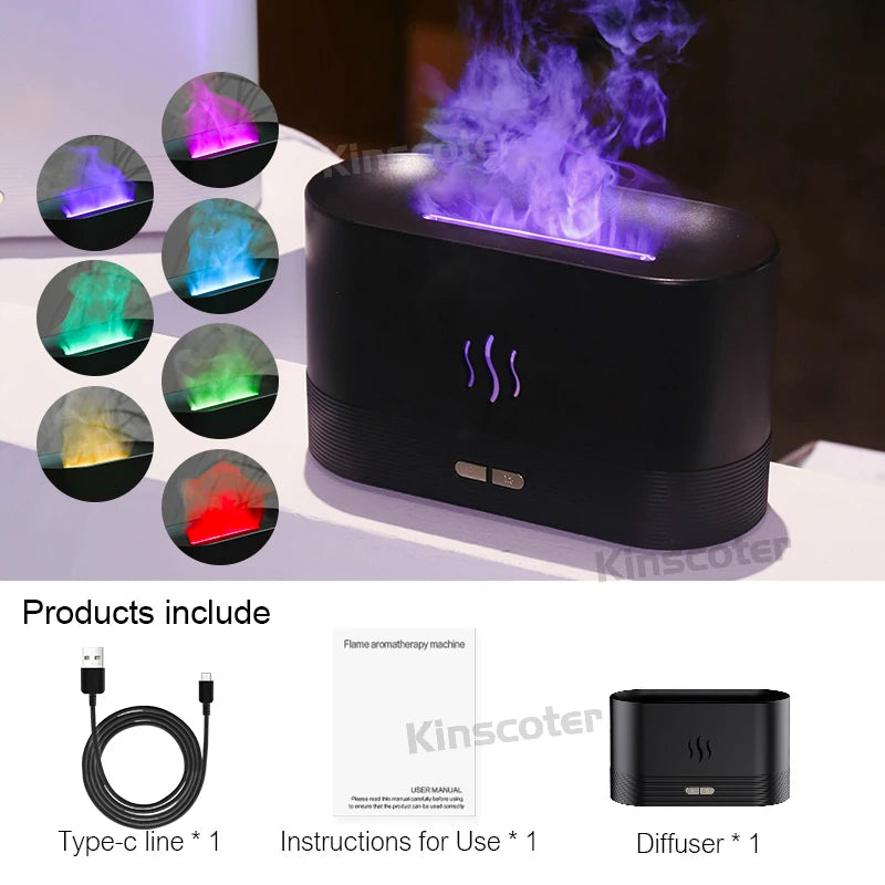 Diffuseur d'arômes KINSCOTER avec humidificateur d'air ultrasonique et effet de flamme LED