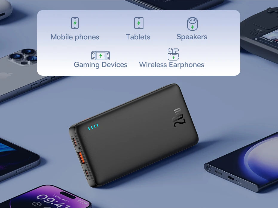 Baseus Airpow 20W Power Bank 10000mAh 20000mAh Charge rapide Powerbank pour iPhone 16/15/14/13/12 Xiaomi batterie externe