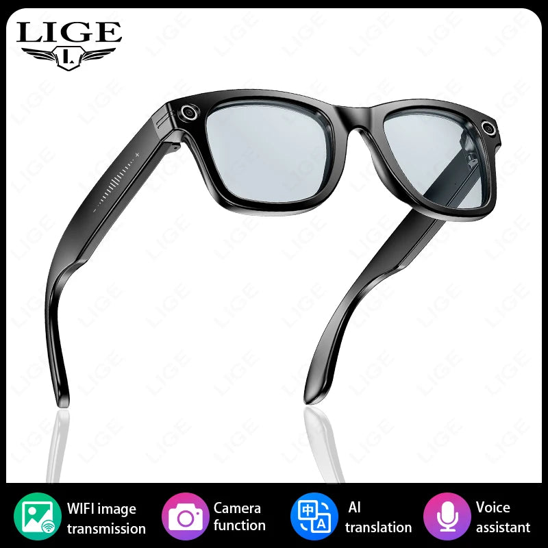Lunettes Intelligentes LIGE – Verres à Adaptation Lumineuse, Traduction Interactive AI, Photographie & Vidéo, Lunettes Connectées 2025