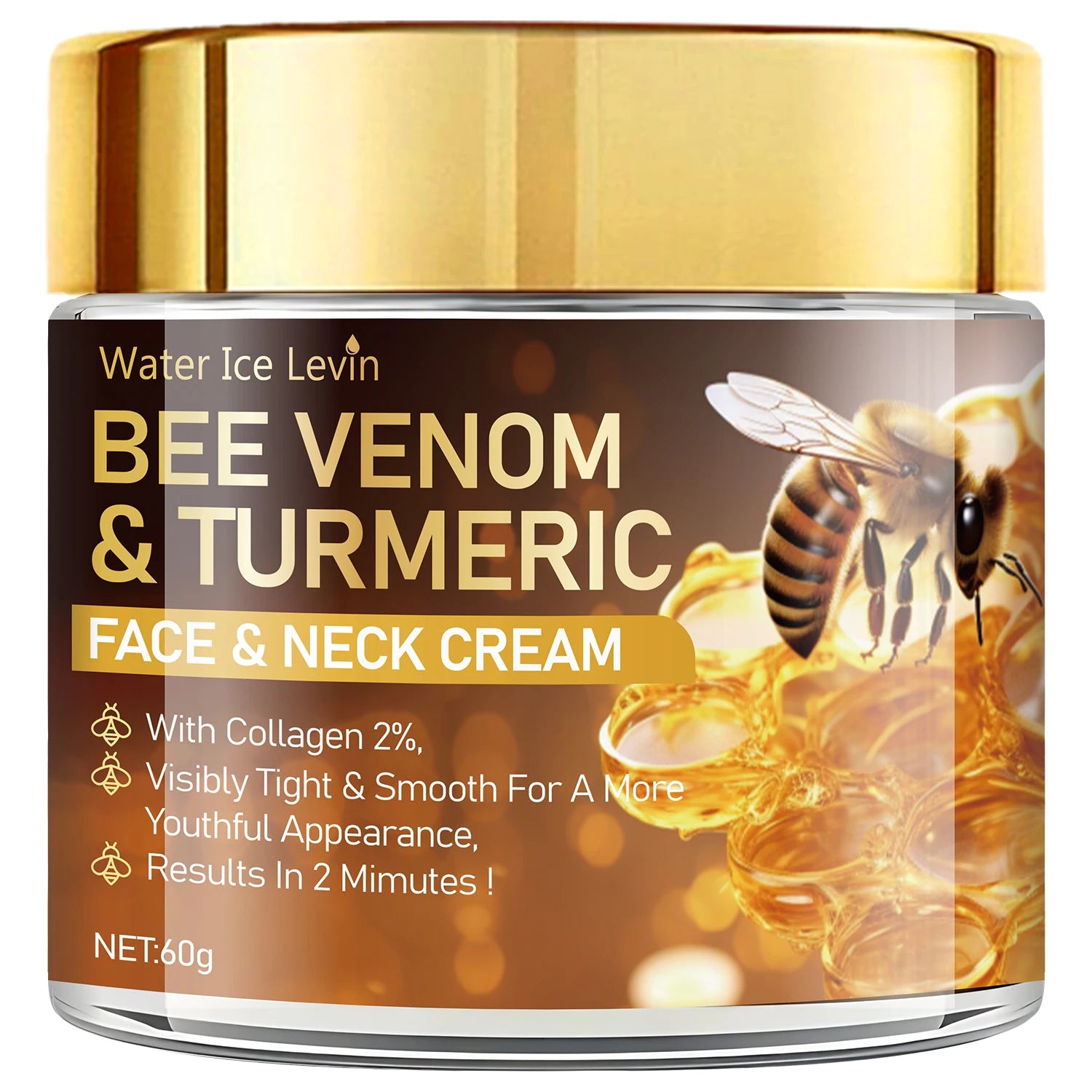 Crème Visage Lifting Instantané au Venin d’Abeille – Raffermit, Lisse et Tonifie la Peau – Sans Alcool – Contient de l’Acide Hyaluronique – Pour Tous Types de Peau