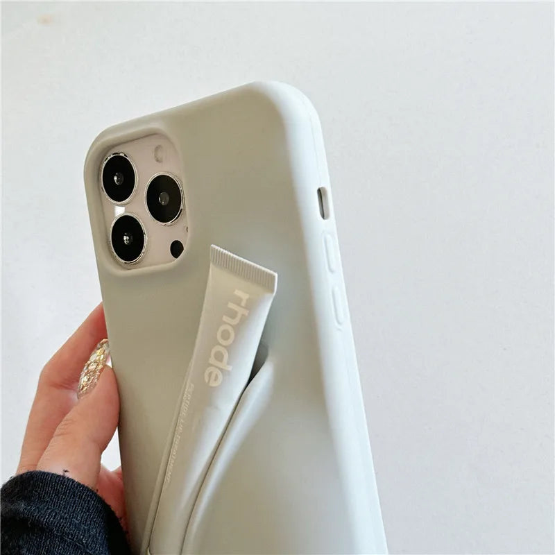 For iPhone 16 15 14 13 12 11 Pro Plus mini Max Xs XR 6 7 8 SE Lip gloss holder Silicone Soft Cover Case