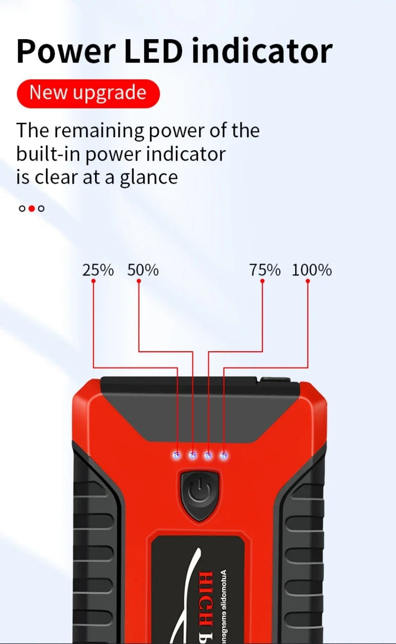 ⚡️ Démarreur de Voiture Portable 99800 mAh – Booster d’Urgence 12V 3000A pour Véhicules Essence & Diesel, Batterie de Secours Multifonction