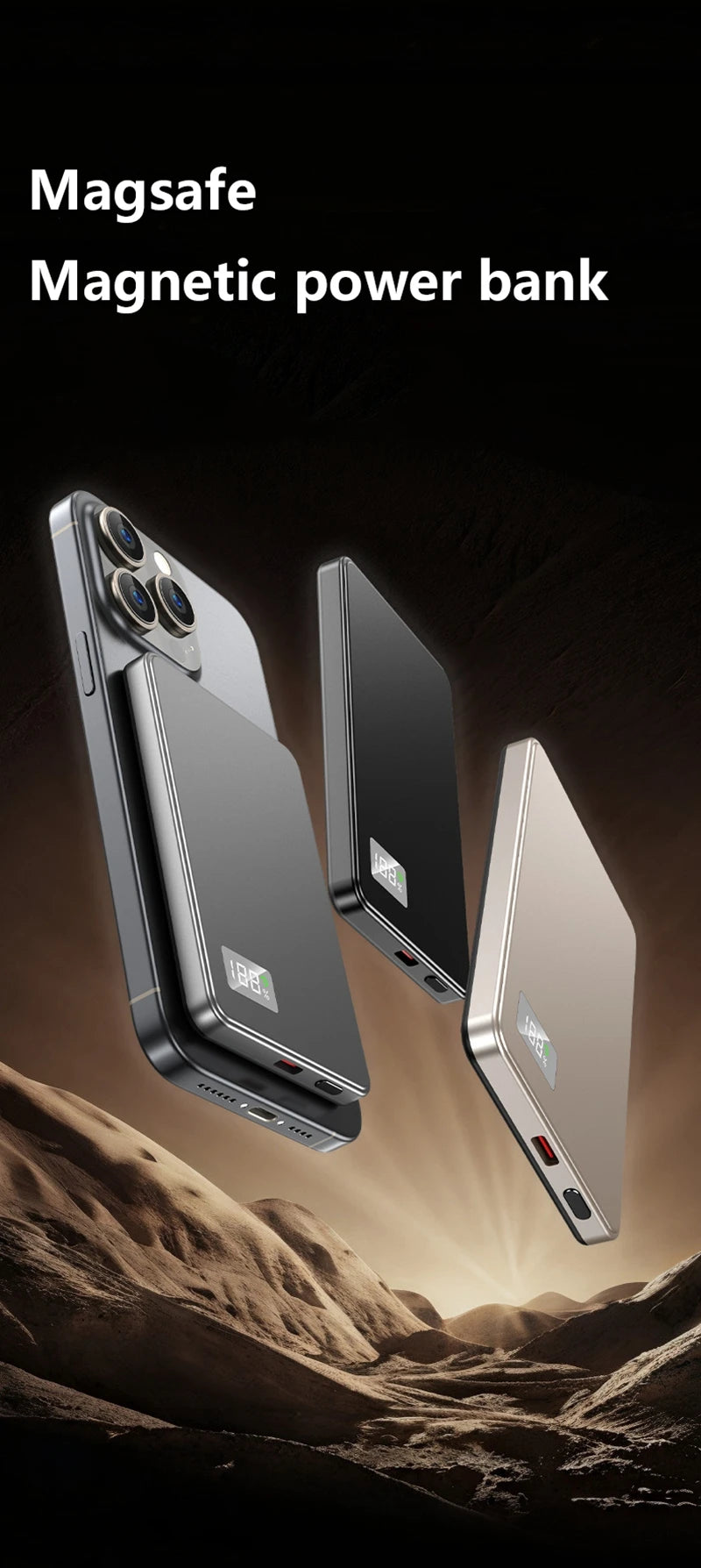 Xiaomi Batterie externe fine 50 000 mAh, certifiée CCC, ultra-mince, pour batterie portable magnétique sans fil PD20 W, charge rapide, affichage