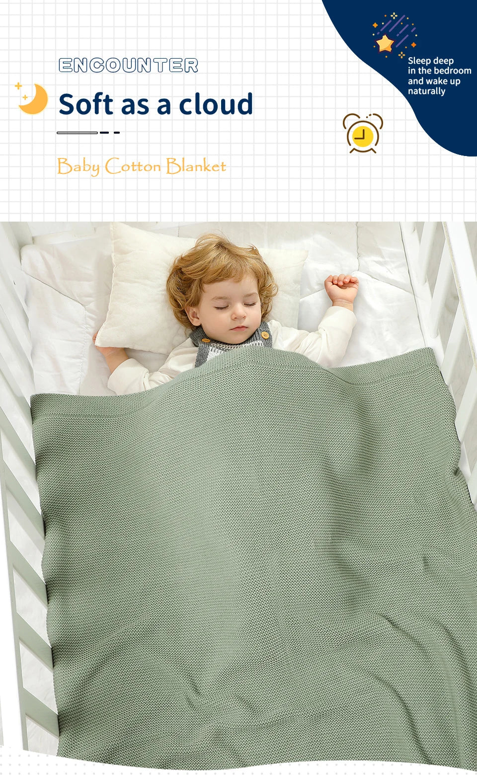 Couverture Bébé en Coton – Multifonction, 4 Saisons, 100×80 cm – Nid d’Ange, Plaid, Swaddle ou Tapis d’Éveil – Garçon & Fille