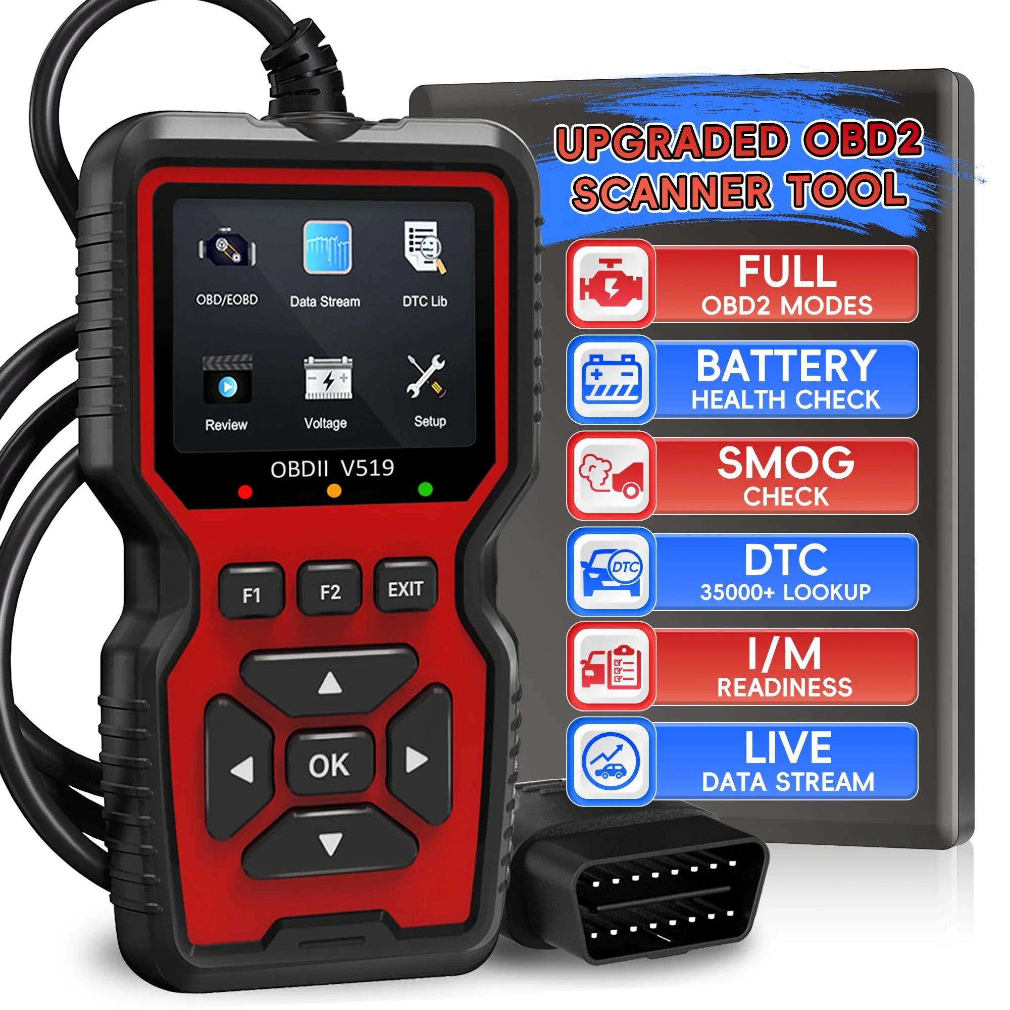 canner OBD2 avec données en direct – Outil de diagnostic professionnel OBDII pour mécaniciens, lecteur de codes d’erreur moteur et vérification du véhicule
