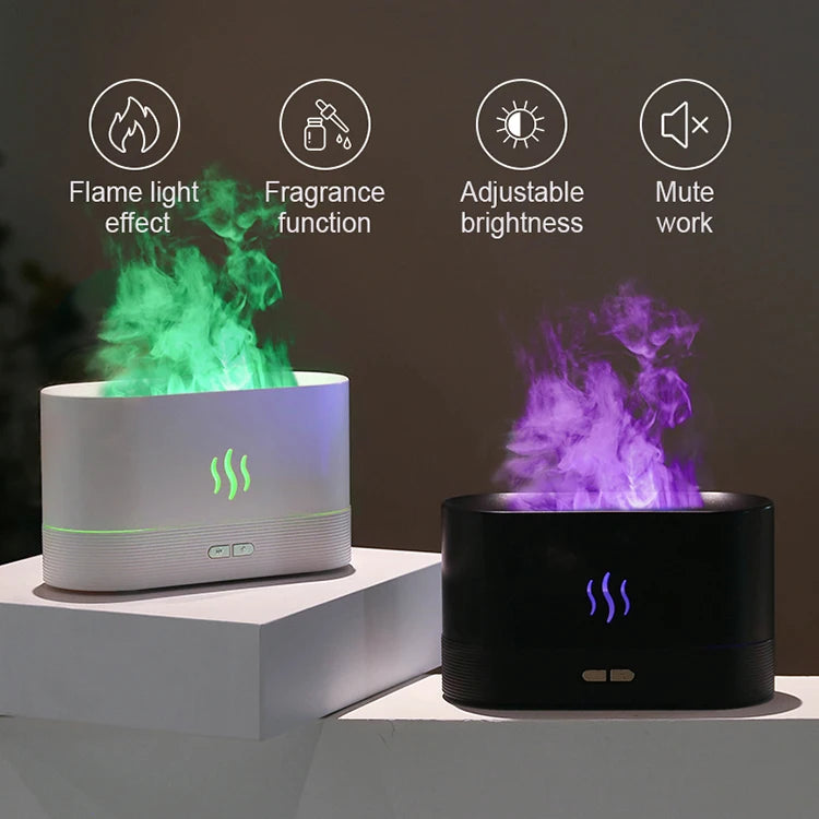 Diffuseur d'arômes KINSCOTER avec humidificateur d'air ultrasonique et effet de flamme LED
