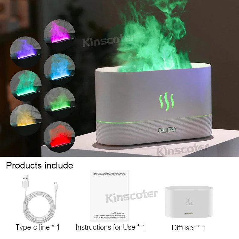 Diffuseur d'arômes KINSCOTER avec humidificateur d'air ultrasonique et effet de flamme LED