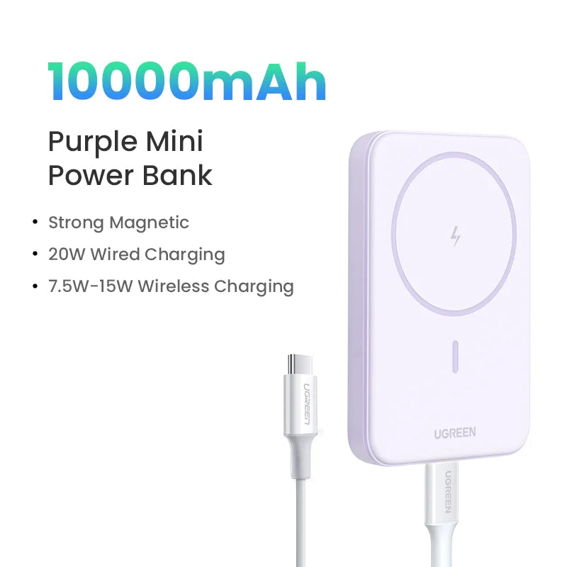 UGREEN PD20W Power Bank magnétique 10 000 mAh, chargeur rapide sans fil portable pour Magsafe pour iPhone 17, 15 Pro Max, 16 Pro