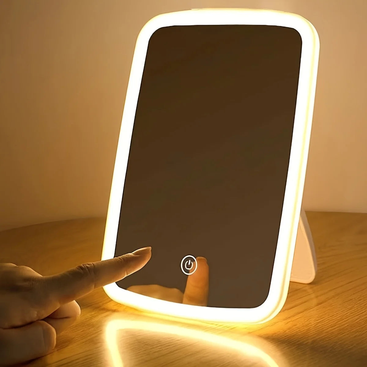 Miroir de maquillage à LED avec capteur tactile et éclairage 3 couleurs